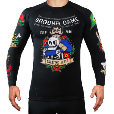 GroundGame old school RASHGUARD longsleeve -BLACK